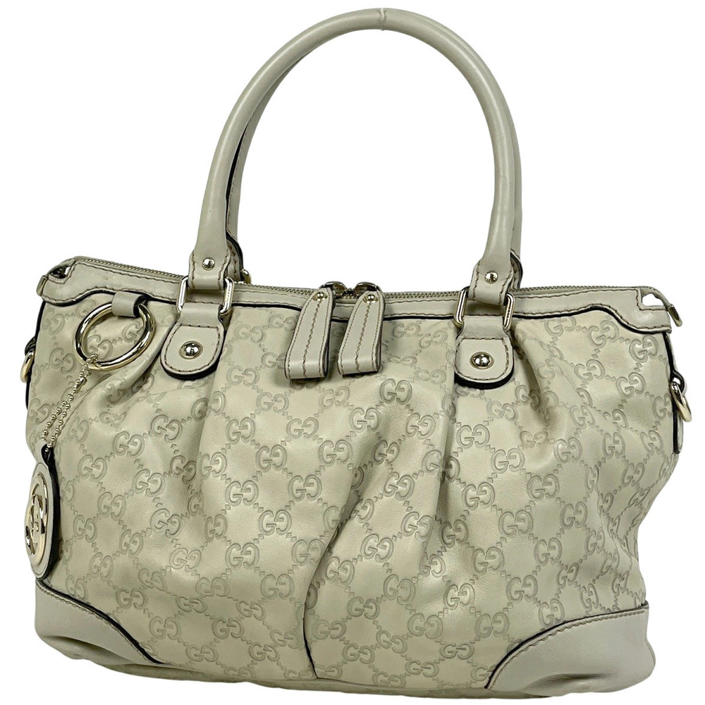 Gucci Guccissima Sukey Handbag Signature Guccissima Leather Ivory White